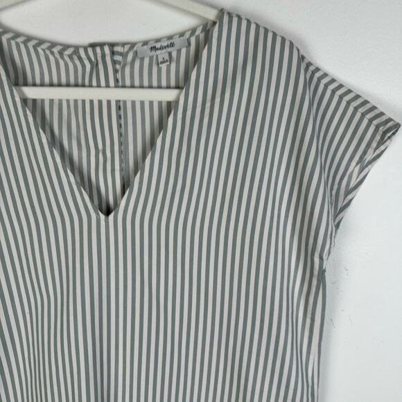 Madewell Button-Back Easy Dress in Stripe York Stripe Sage Mist Size S Summer - Picture 5 of 10